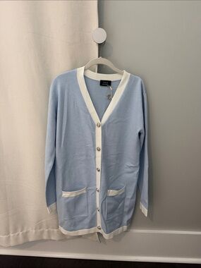 VICI Pale Blue Cardigan with White Trim
